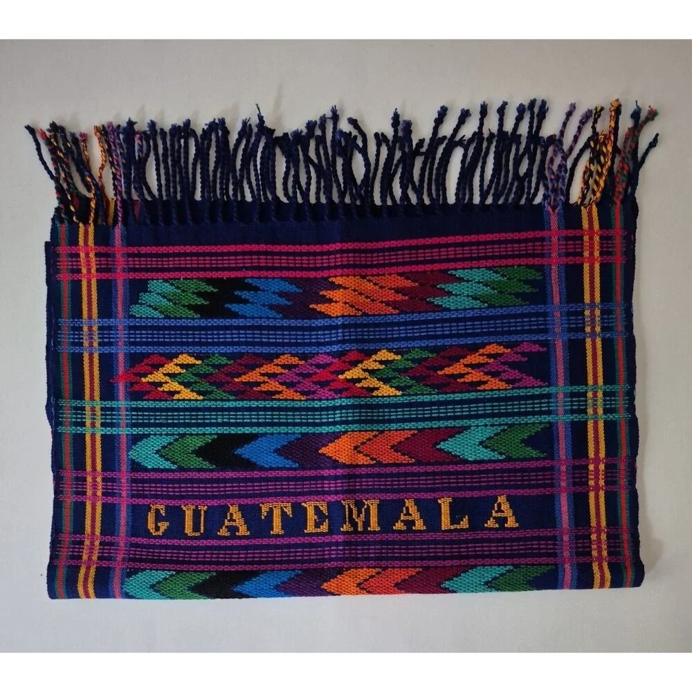 Guatamela Quetzal Bird Hand Woven Textile Table Runner Wall Hanging 49 x 17 IN